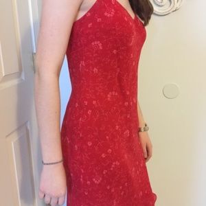 Woman's Silk Ann Taylor Spaghetti Strap Red Dress